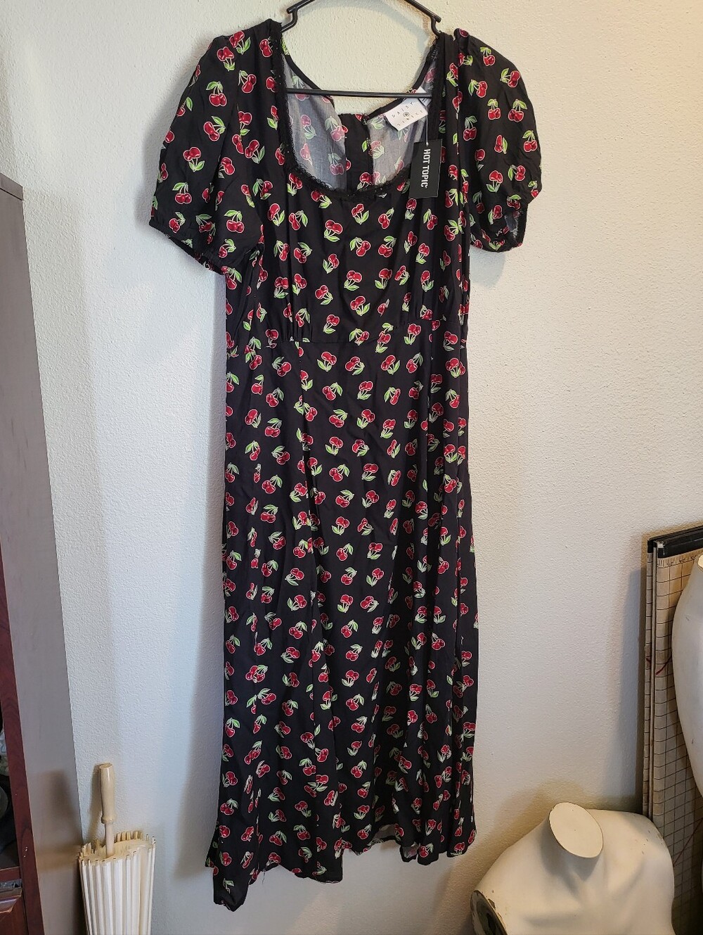 Daisy Street For Hot Topic Retro Pin Up Cherry Print Dress Women's Size L Nwt
